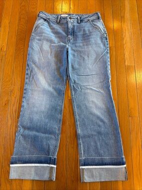 Anthropologie Pilcro Blue Denim Jeans Wide Cuffed Leg Women’s Sz 29 Inseam 29”